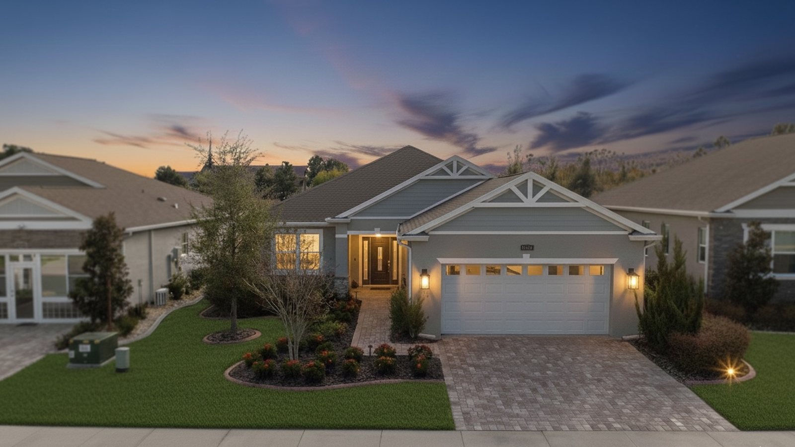 Twilight front view of 4790 NE 125th Loop, Oxford